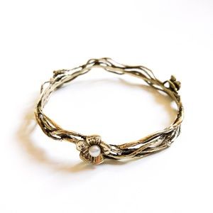 Beautiful gold and pearl floral bangle